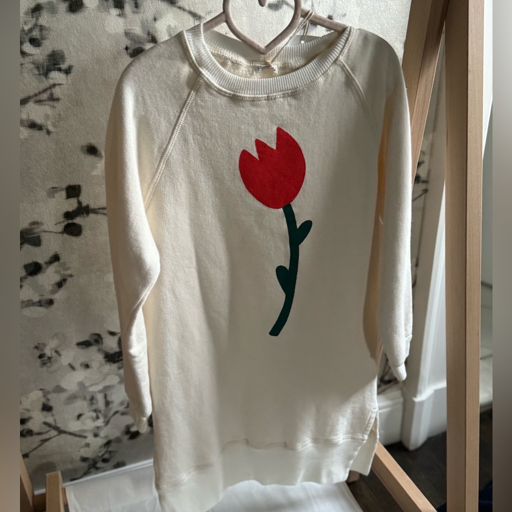 Picnik sweatshirt dress with side slit.
